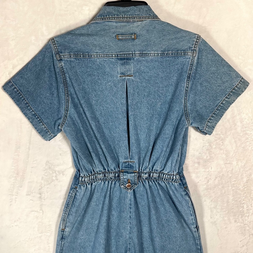 Vintage Bill Blass Denim Romper Jean Jumpsuit Medium P Utility Safari Nautical - Picture 4 of 15